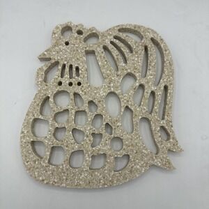 Terrazzo Chicken trivet Beige Kitchen Kitschy Cottagecore Vintage Rare